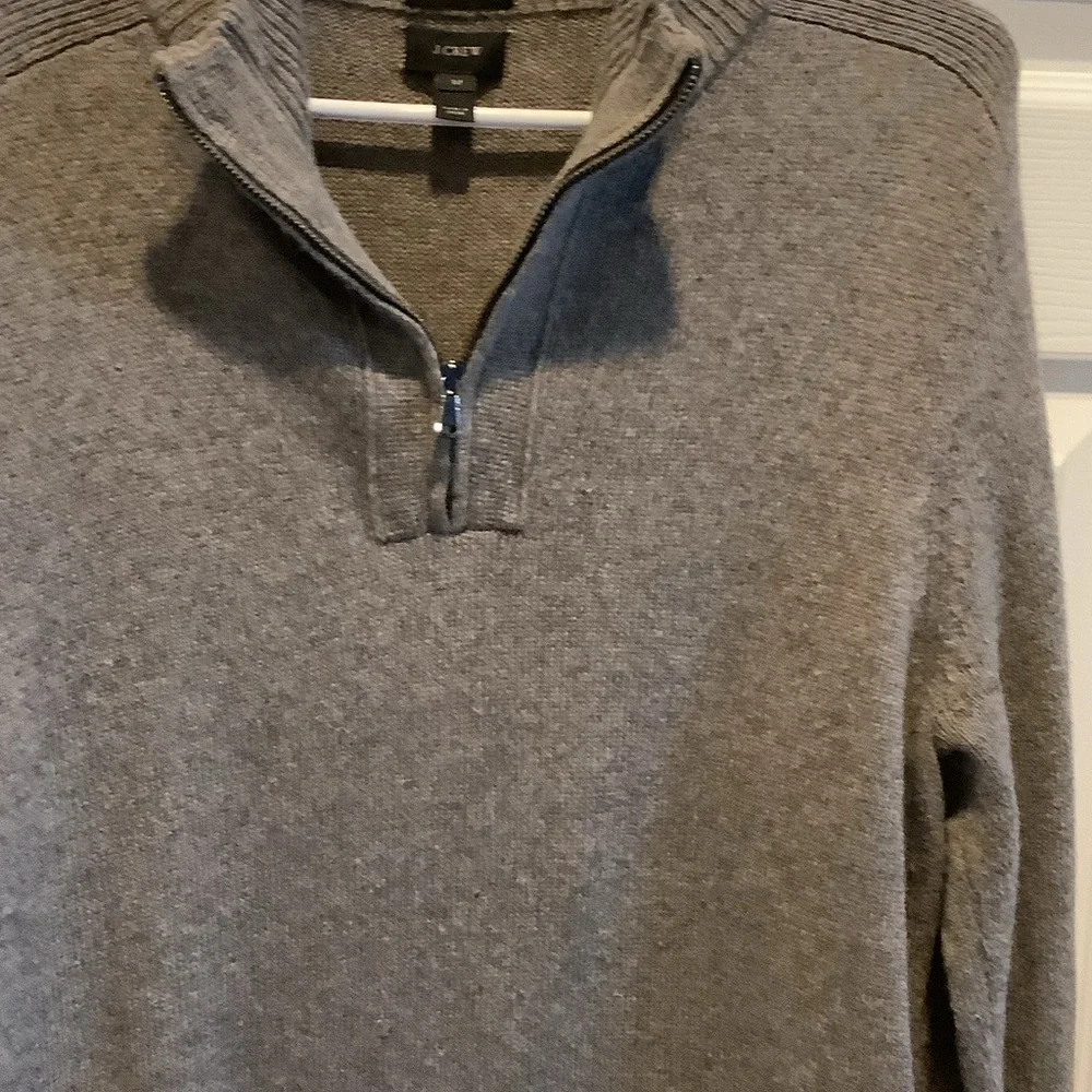 J. Crew‎ Men's taupe 1/4 Zip-Up Sweater, wool, alpaca, slim